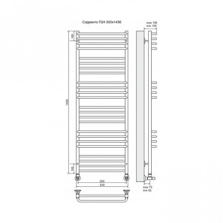 Полотенцесушитель водяной Terminus Сорренто П24 500x1456