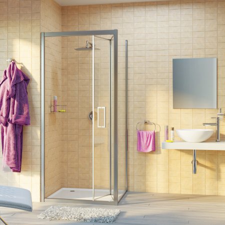 Душевой угол WasserKraft Weser 78F03 90x90x200, профиль хром, стекло прозрачное