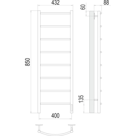 Полотенцесушитель электрический Terminus Классик П8 40х85