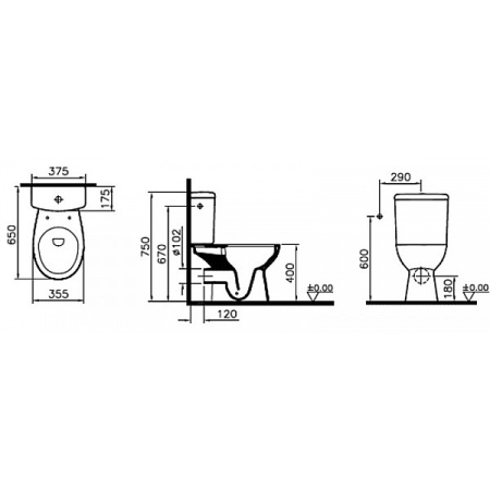 Унитаз-компакт безободковый Vitra S10 SmoothFlush 9864B003-7201 c термопластовым сиденьем микролифт