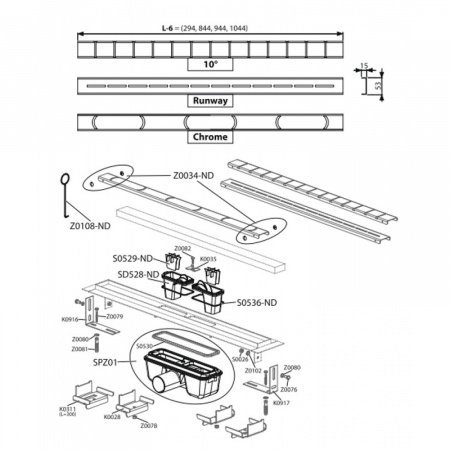 Душевой лоток Ravak 10° OZ 950 Хром