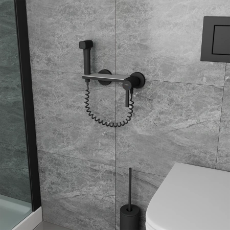 Гигиенический душ со смесителем D&K Bayern DA1504545 черный матовый