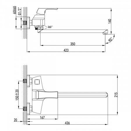 Смеситель для ванны с душем Lemark Unit LM4517C хром
