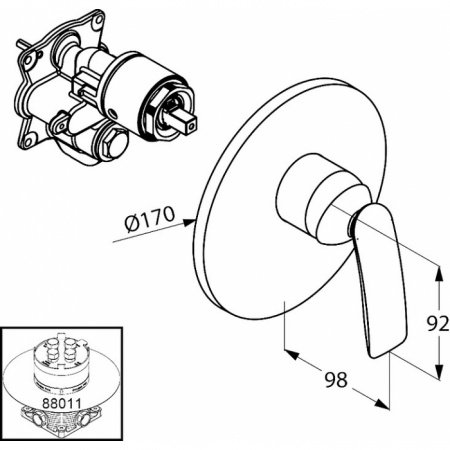 Смеситель для душа Kludi Balance 526558775 хром/черный матовый