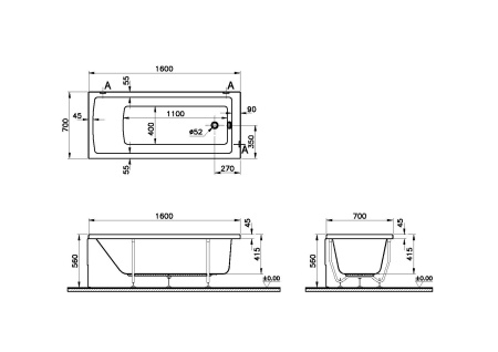 Акриловая ванна Vitra Neon 160x70см белый