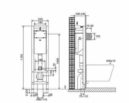 Подвесной унитаз Jacob Delafon Struktura E21754RU-00 с инсталляцией, кнопка хром