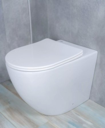 Унитаз приставной безободковый GID TRS-269 с сиденьем микролифт, белый