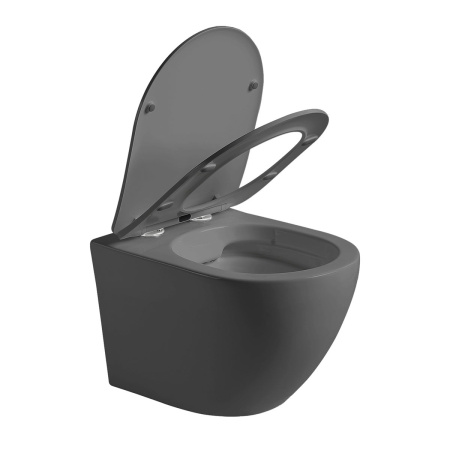 Унитаз подвесной безободковый Vincea Globo VT1-14SMA антрацит матовый, с сиденьем микролифт