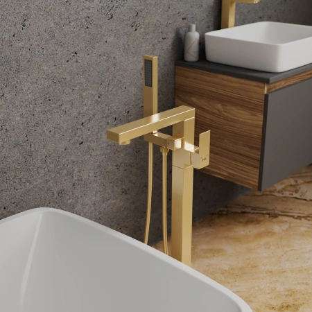 Смеситель для ванны напольный D&K Bayern.Liszt DA1516007 золото матовое