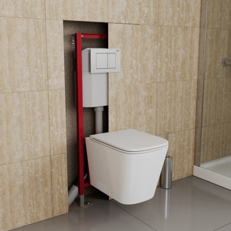 Готовое решение для подвесных унитазов D&K DI8640116 с белой клавишей