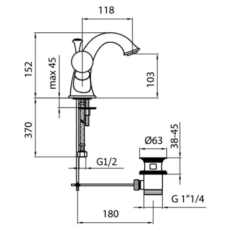 Смеситель для раковины Webert Karenina KA700102015, хром