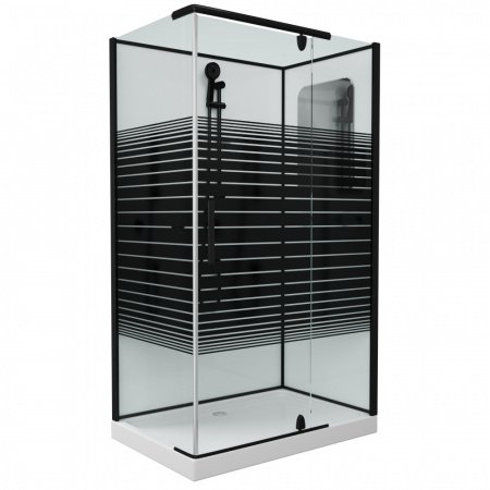 Душевая кабина Grossman GR272QL 80x120x205 профиль черный, стекло прозрачное с узором