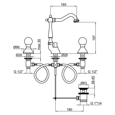 Смеситель для раковины Webert Karenina KA750202010, золото