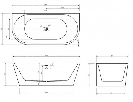 Акриловая ванна ABBER AB9216-1.7