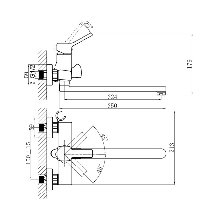 Смеситель для ванны D&K Rhein DA1493301, хром