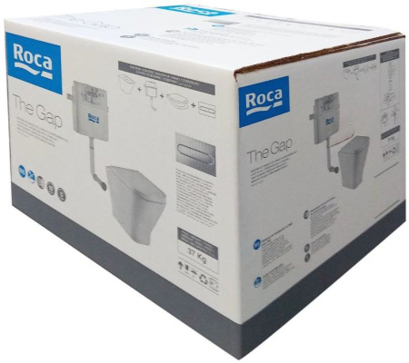 Комплект унитаза Roca The Gap 893109000 с бачком In Wall и кнопкой смыва In Wall PL1 с сиденьем Микролифт и клавишей смыва Хром