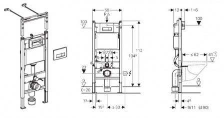 Готовое решение для подвесных унитазов Geberit Duofix UP100 458.125.11.1 белый