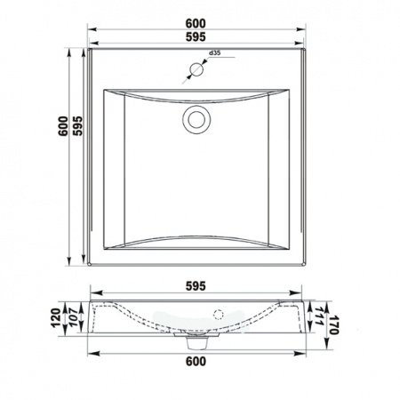 Раковина над стиральной машиной GRAND 600х600 с кронштейнами и сливной системой Altasan