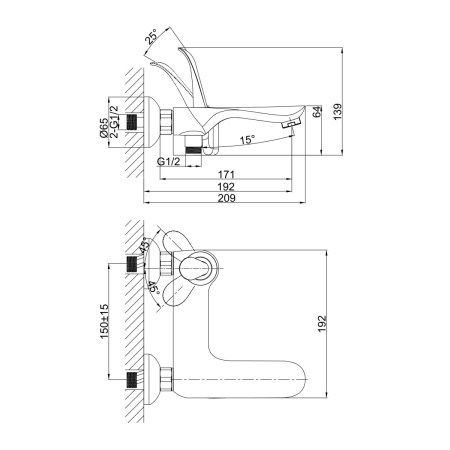 Смеситель для ванны D&K Venice DA1033241, хром