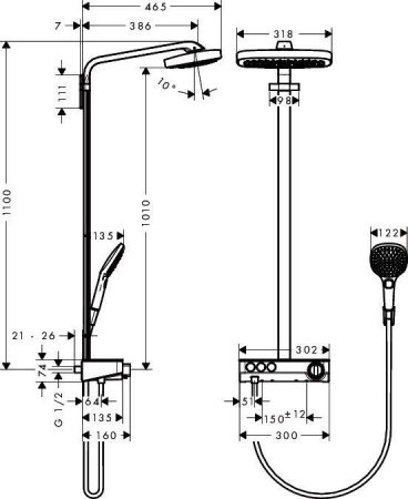 Душевая стойка Hansgrohe Select E 27127000 хром