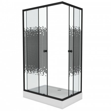 Душевой угол Niagara NG- 012-14Q BLACK 120x80x195 профиль черный, стекло с узором