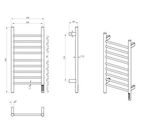 Полотенцесушитель электрический WONZON & WOGHAND BONN, Хром (WW-AL4094-CR)
