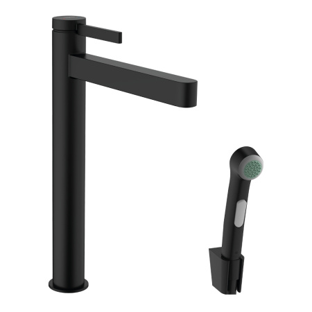 Смеситель для раковины с гигиеническим душем Hansgrohe Finoris 76220670 черный матовый