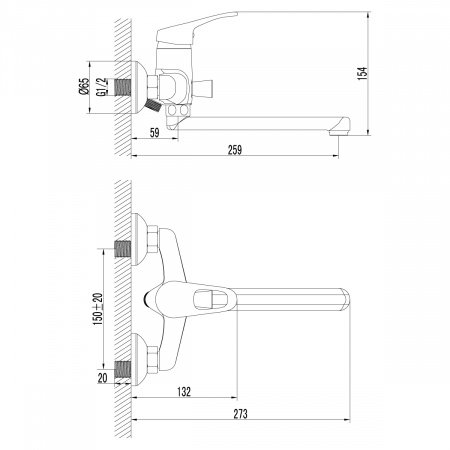 Смеситель для ванны с душем Lemark Omega LM3110C хром