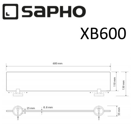 Полка Sapho X-ROUND BLACK XB600 черный