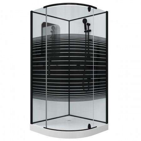 Душевая кабина Grossman GR271 90x90x205 профиль черный, стекло прозрачное с узором