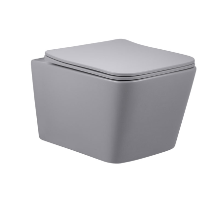 Унитаз подвесной безободковый Vincea Q-Line VT1-12MG серый матовый, с сиденьем микролифт
