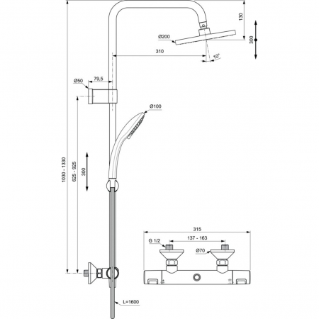 Душевая стойка Ideal Standard  CERATHERM T25 A7701AA хром