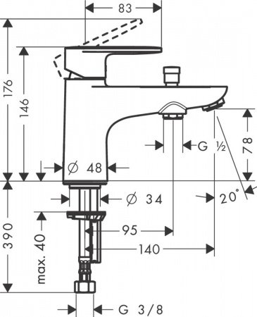 Смеситель для ванны с душем Hansgrohe Vernis Blend 71444000 хром