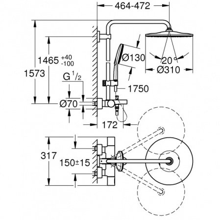 Душевая стойка Grohe Rainshower SmartActive 26657000 хром