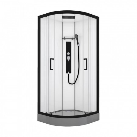Душевая кабина Black&White G8001 90x90x215 профиль черный матовый, стекло прозрачное