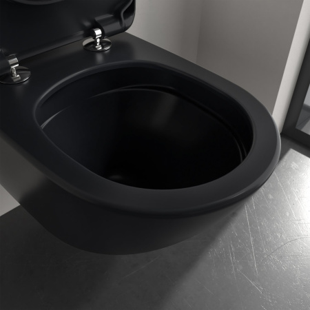 Унитаз подвесной безободковый Villeroy & Boch Antao 4674T0R7 черный матовый, с покрытием CeramicPlus, без сиденья