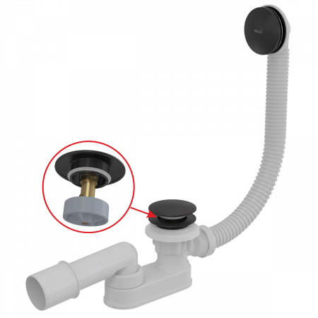 Слив-перелив Alcaplast A507BLACK Click-Clack белый черный матовый