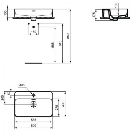 Раковина 60 см Ideal Standard STRADA II T299801
