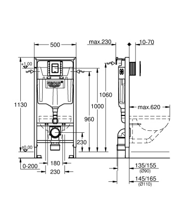 Готовое решение для подвесных унитазов Grohe Rapid SL 39501000 хром глянцевый
