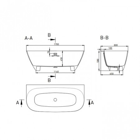 Ванна из искусственного камня Salini Sofia 170х80х58 белый матовый