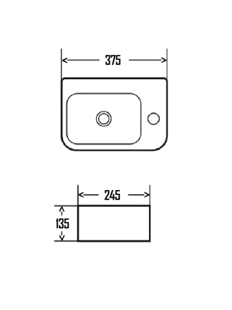 Раковина накладная 37.5см AQUAme AQM5006R белый
