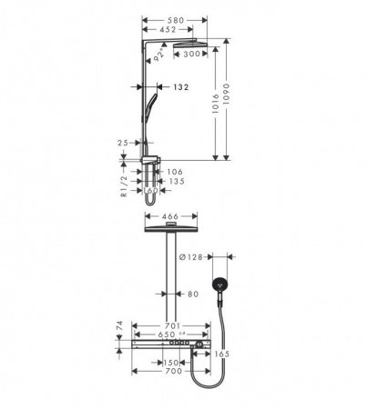 Душевая стойка Hansgrohe Rainmaker Select 27106400 хром;белый