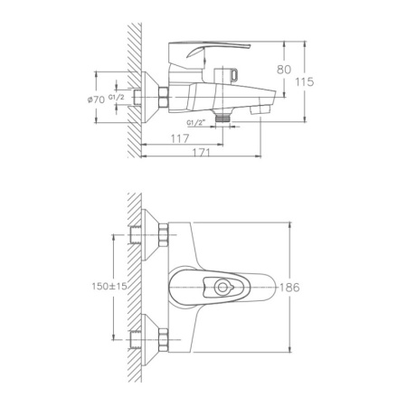 Смеситель для ванны Haiba HB6065, хром