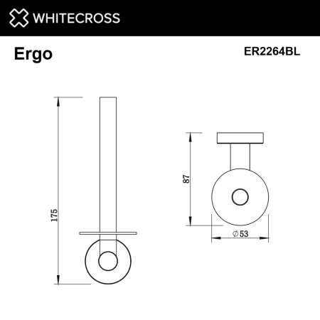 Держатель запасного рулона туалетной бумаги WHITECROSS Ergo ER2264BL (черный мат)