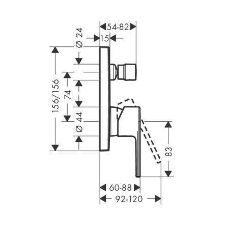 Смеситель для ванны с душем Hansgrohe Vernis Shape 71468000 хром