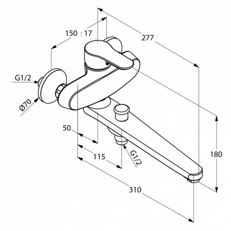 Смеситель для ванны с душем Kludi Objekta 324910575 хром