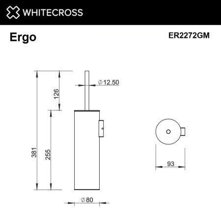 Ершик подвесной WHITECROSS Ergo ø80 мм ER2272GM (оружейная сталь)