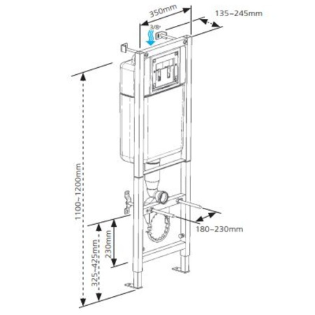 Инсталляция Cersanit BLACK 35 для унитаза механическая, кнопка LEON пластик хром глянцевый