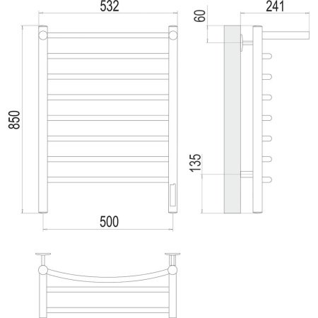 Полотенцесушитель электрический с полкой Terminus Классик П8 50х85