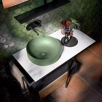 Раковина накладная 40см Kerasan Nolita 534411 зеленый матовый